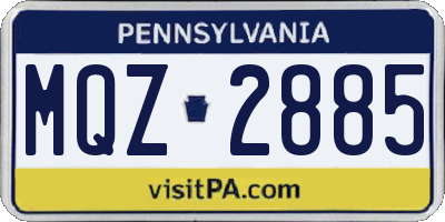 PA license plate MQZ2885