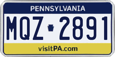 PA license plate MQZ2891