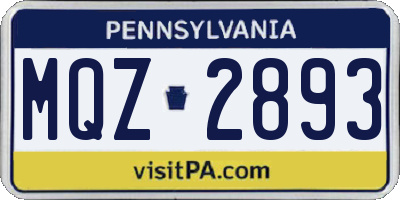 PA license plate MQZ2893