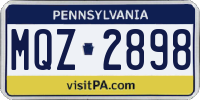 PA license plate MQZ2898