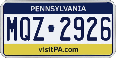 PA license plate MQZ2926