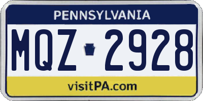 PA license plate MQZ2928