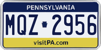 PA license plate MQZ2956