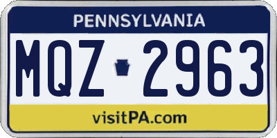 PA license plate MQZ2963