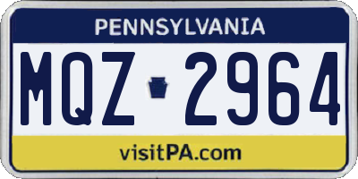 PA license plate MQZ2964