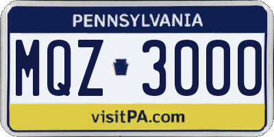 PA license plate MQZ3000