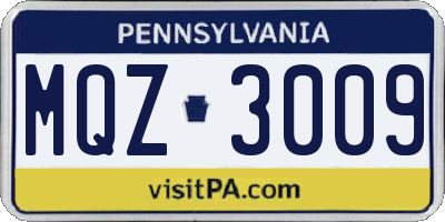 PA license plate MQZ3009