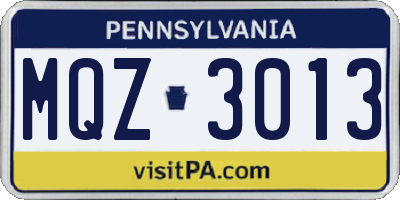 PA license plate MQZ3013