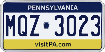 PA license plate MQZ3023