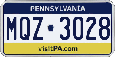 PA license plate MQZ3028
