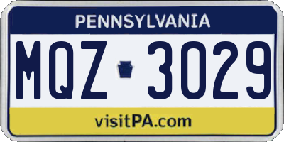 PA license plate MQZ3029