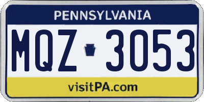 PA license plate MQZ3053