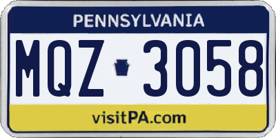 PA license plate MQZ3058