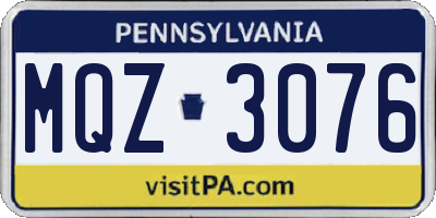 PA license plate MQZ3076