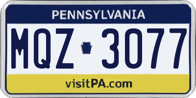 PA license plate MQZ3077