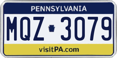 PA license plate MQZ3079