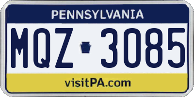 PA license plate MQZ3085