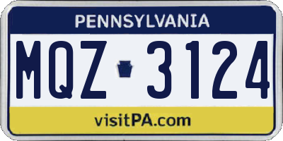 PA license plate MQZ3124