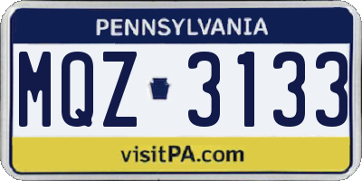 PA license plate MQZ3133