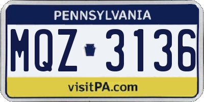 PA license plate MQZ3136