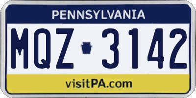 PA license plate MQZ3142