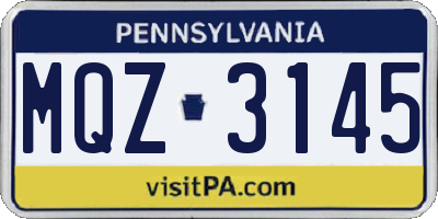 PA license plate MQZ3145