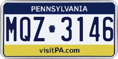 PA license plate MQZ3146