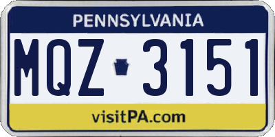 PA license plate MQZ3151