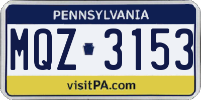 PA license plate MQZ3153