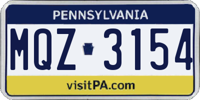 PA license plate MQZ3154