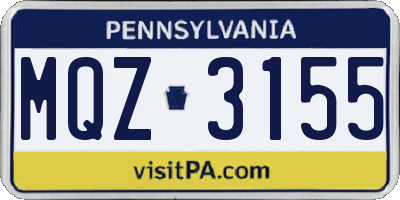 PA license plate MQZ3155