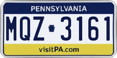 PA license plate MQZ3161