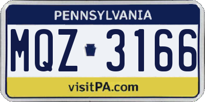 PA license plate MQZ3166