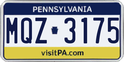 PA license plate MQZ3175
