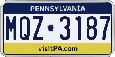 PA license plate MQZ3187