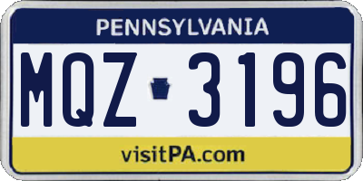 PA license plate MQZ3196