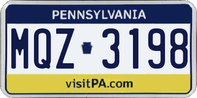 PA license plate MQZ3198