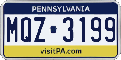 PA license plate MQZ3199