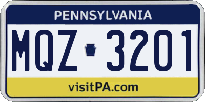 PA license plate MQZ3201