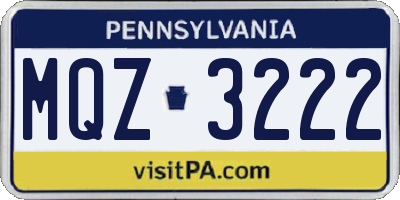 PA license plate MQZ3222