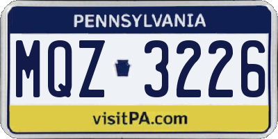 PA license plate MQZ3226