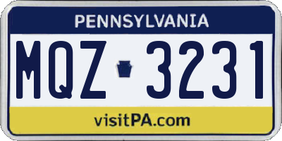 PA license plate MQZ3231