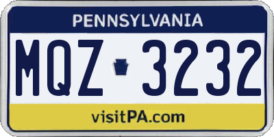 PA license plate MQZ3232