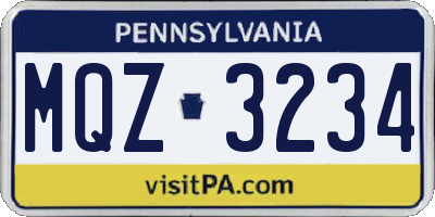 PA license plate MQZ3234
