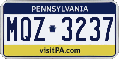 PA license plate MQZ3237