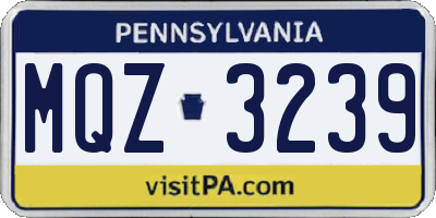 PA license plate MQZ3239