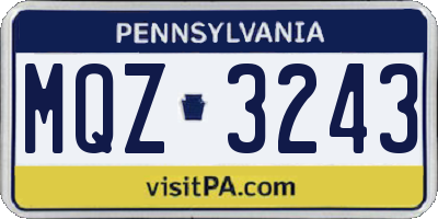 PA license plate MQZ3243