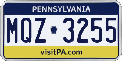 PA license plate MQZ3255