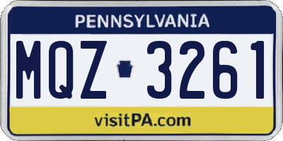 PA license plate MQZ3261