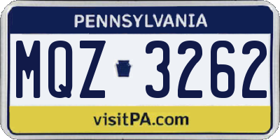 PA license plate MQZ3262